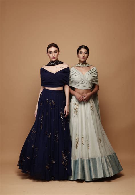 Light Blue Lehenga With Drape Blouse – Astha Narang