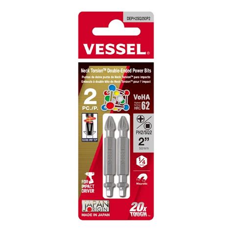 Vessel NECK TORSION Dbl-Ended Power Bit PH, PK2 DEPH2SQ250P2 | Zoro