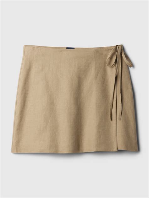 Linen-Cotton Wrap Mini Skirt | Gap