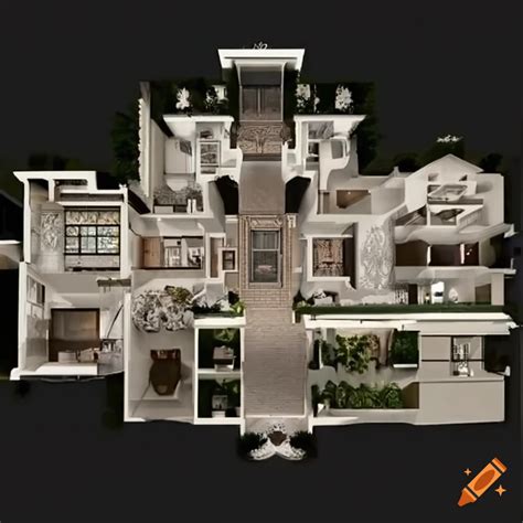 Elegant mega mansion floor plans on Craiyon