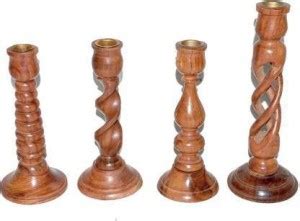 Smarts collection Wood Candle Holder Set (Brown, Pack of 4) Wooden ...