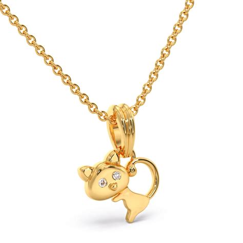 Kitty Diamond Pendant for kids Online Jewellery Shopping India | White Gold 14K | Candere by ...