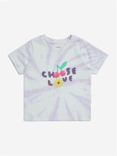 Buy HOP Kids Lilac Tie-Dye Design Cotton T-Shirt from Westside