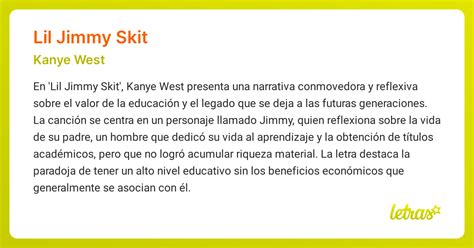 Significado de la canción LIL JIMMY SKIT (Kanye West) - LETRAS.COM