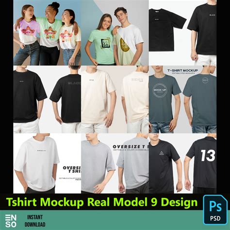 PSD T-shirts Mockup 9 Design | Real Model Shirt Mockup | Editable ...