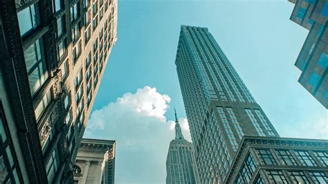 Download wallpaper 1600x900 skyscraper, architecture, bottom view ...