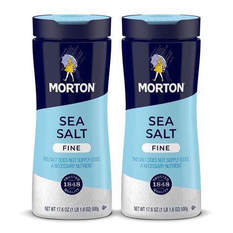 Amazon.com : Morton, Fine Sea Salt, Canister, Non-Iodized, All-Purpose (Pack of 2, 17.6 Oz ...