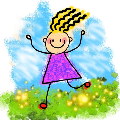 Happy Stick Girl Clip Art Free Stock Photo - Public Domain Pictures