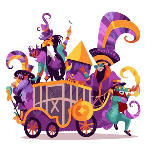 Mardi Gras Parade, Sticker Clipart Mardi Gras Party Cartoon Vector ...