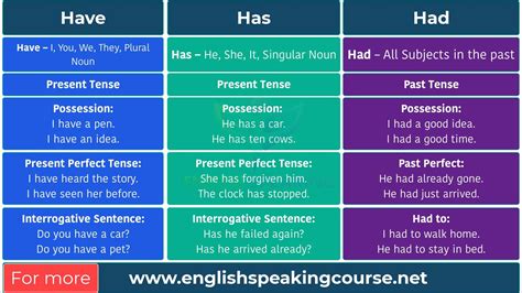 Have has had basic english grammar – Artofit