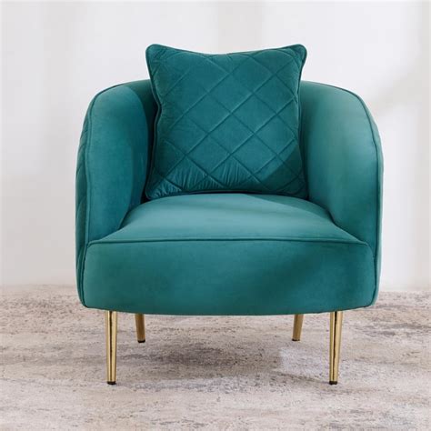 Buy (Refurbished) Monarch Velvet Lounge Chair - Green from Home Centre ...
