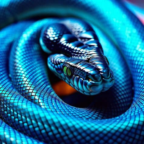 Vibrant coiled snake with yellow and green scales | Premium AI ...
