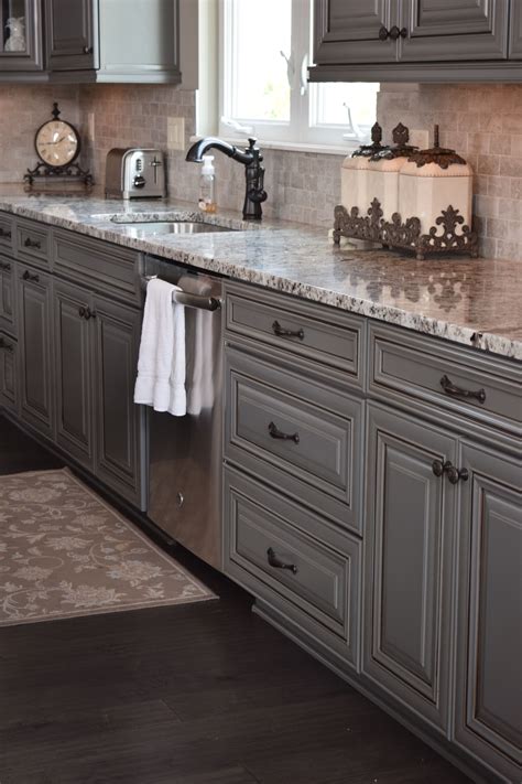 Melbourne Gray Cabinets with Granite Countertops | Grey kitchen ...
