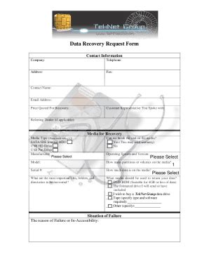 Fillable Online Data Recovery Request Form: Contact InformationPDF Fax ...