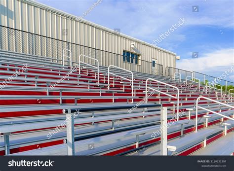 Red Outdoor Stadium Bleacher Seats Aisle Stock Photo 2168221297 ...