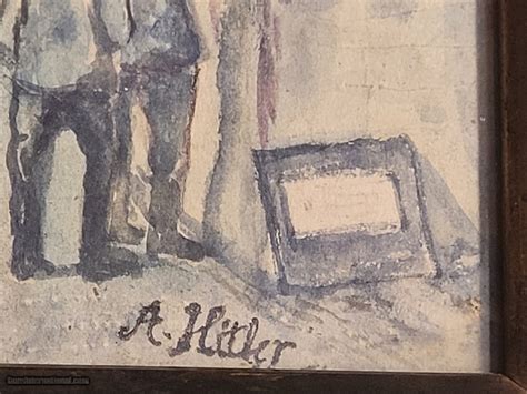 Authentic documented Adolf Hitler painting ultra rare self portrait