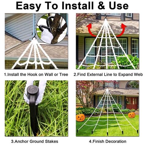 Buy Swtroom 78.7in Giant Halloween Decorations Spider Triangular 16.4ft ...