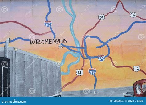 West Memphis, Arkansas Map Painting Editorial Photography - Image of ...