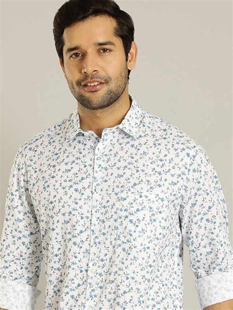 Buy Men Printed Full Sleeve Cotton Blend Shirt Online | Indian Terrain