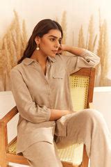 Beige Linen Shirt Set – INCHING INDIA