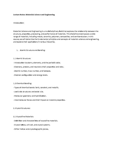Image result for Materials Science and Engineering Lecture Notes