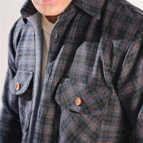 Men's Woolen Overshirts blue check | Double-Insulated Shirts-Online in ...