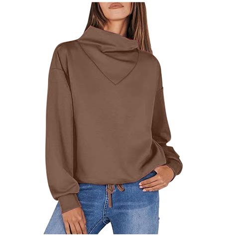 Women's Cowl Neck Oversized Sweatshirts 2024 Fall Trendy Long Sleeve ...