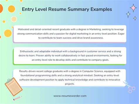 Image result for Entry Level Resume Summary Sample