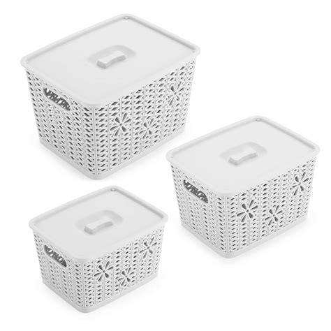 Selvel Dollar Basket Set of 3, White : Amazon.in: Home & Kitchen