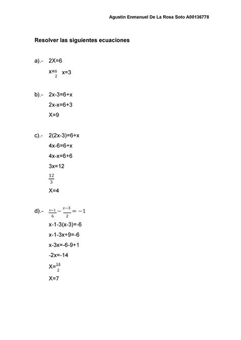 De La Rosa-Agustin-Ecuaciones de primer grado - Resolver las siguientes ...