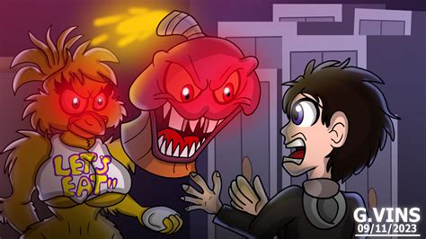 Chica And Mr. Cupcake Attack Carl (FNAF Movie Art) by mondewebcom on DeviantArt