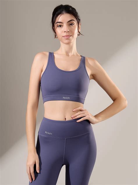 Women Midnight Blue Medium Support Sports Bra with Stylish Back Strap ...