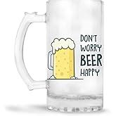 Buy CHHAAP Glass Printed Beer Mug with Handle Gift for Men Dad Brother ...