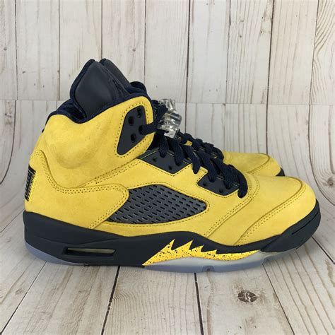 Blue And Yellow Jordans 5