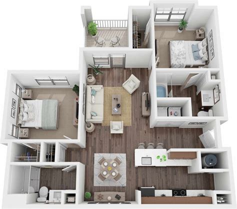 1–3 Bedroom Floor Plans | Bell Lake Norman Apartments
