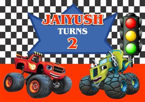 Blaze and the Monster Machines Theme Personalized Backdrop | Party ...