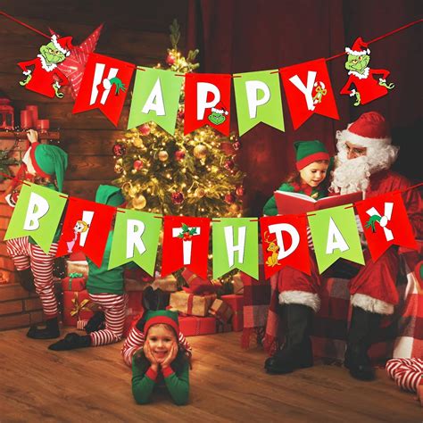 Buy Grinch Christmas Birthday Party Decorations, Red and Green Grinch ...