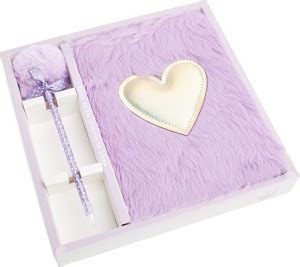 ToniQ Fluffy Heart Note Book with Pen Set A5 Notebook Single Rule 200 ...