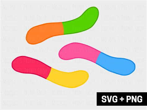 Gummy Worms Clipart Bundle, Colorful Sour Chewy Candy Graphics, Cute Kids Foods, Fun Sweets ...