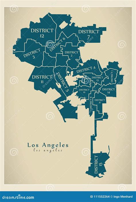 Modern City Map - Los Angeles City of the USA with Boroughs and Stock ...