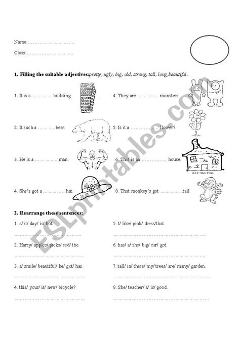 Image result for Order Adjectives Practice Worksheets