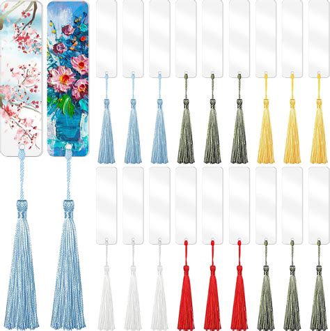 30 Pcs Acrylick Bookmarks, DIY Blank Bookmarks with 15 Pcs Multicolor ...