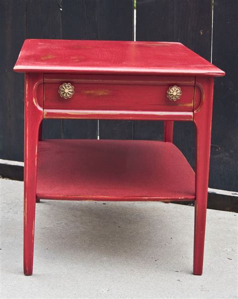 Modernly Shabby Chic Furniture: Wine Red End Table/Nightstand
