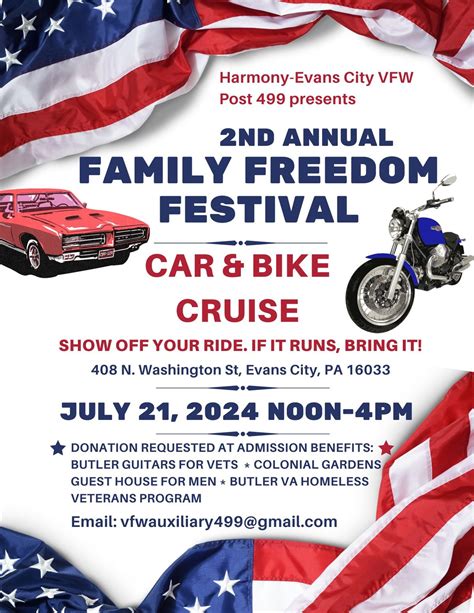 Car & Bike Cruise - VFW Post 499: 2nd Annual Family Freedom Festival ...
