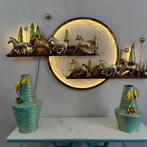 KRAFTI DECO Metal Iron (MOUNTAIN 7 HORSES) Metal Abstract/Wall ...