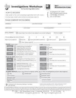 Fillable Online investigations-pd terc REGISTRATION FORM fax: 617.873. ...