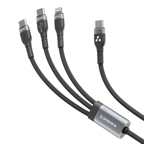 Ambrane 3 in 1 100W Fast Charging Cable, 3Amp Multi Charger Cable for ...