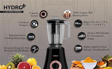 Buy Havells Maxx Grind 750 watt Mixer Grinder with 3 Wider Mouth ...