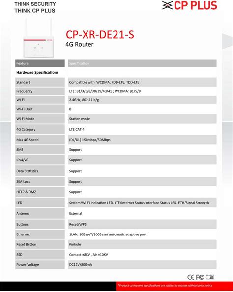 CP PLUS CP-XR-DE21-S-V2 WiFi-6 Compatible 5G Sim Connect with DVR/NVR ...