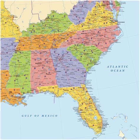 Us Map Southeast Printable Map Of Se Usa 1 Fresh Us Map Southeast ...